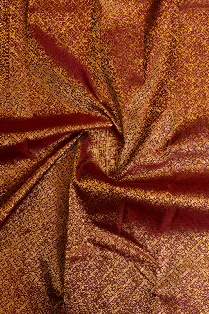 Grey and maroon raindrop motifs traditional pure Kanchipuram Silk saree