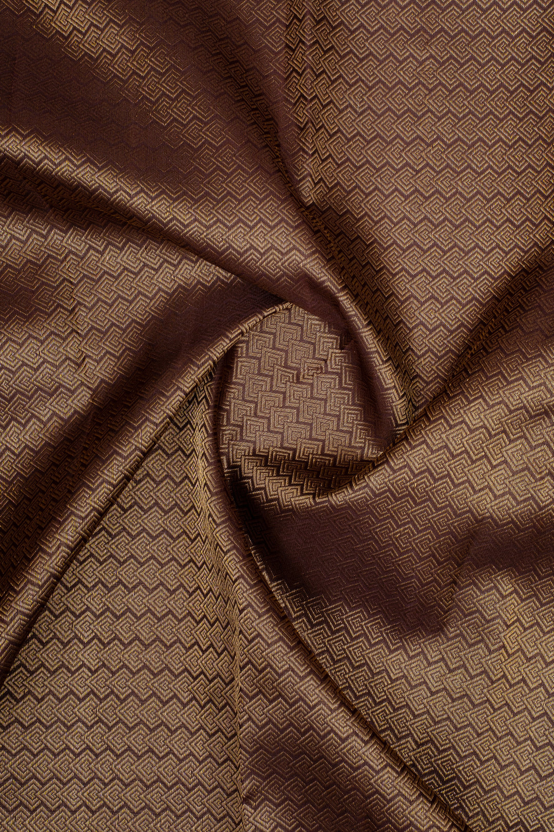 Rust Orange and Brown Zari Checks Rettai Pettu Pure Kanchipuram Silk Saree