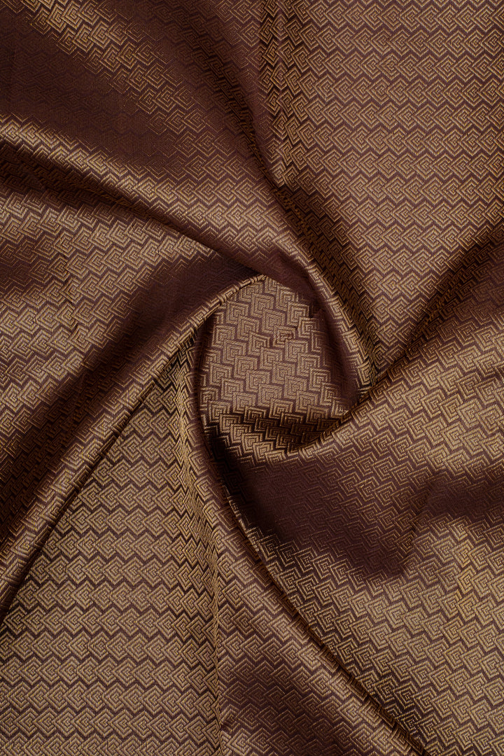 Rust Orange and Brown Zari Checks Rettai Pettu Pure Kanchipuram Silk Saree