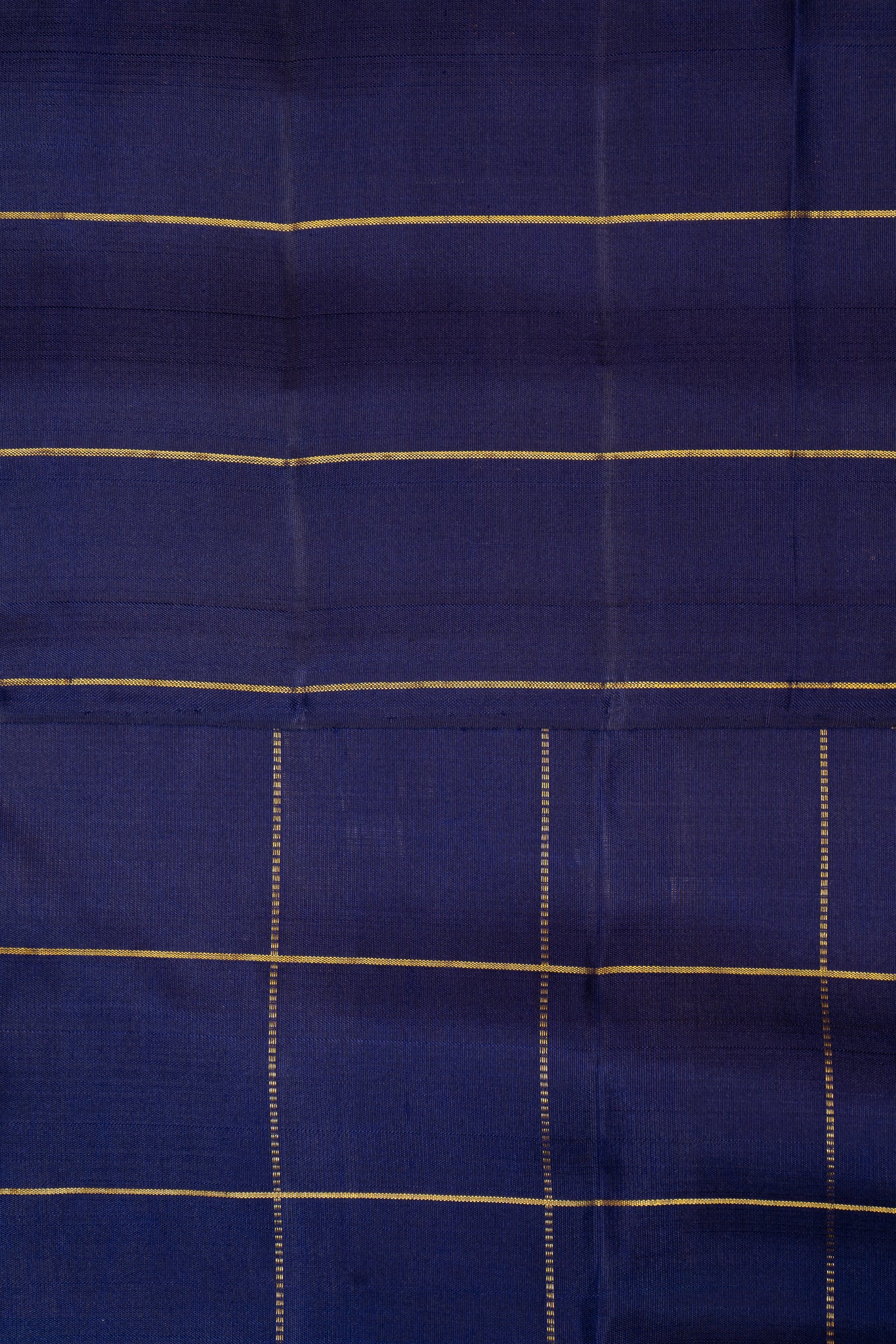 Pink and Navy Blue Half and Half Checks Kanjivaram Silk Sari - Clio Silks