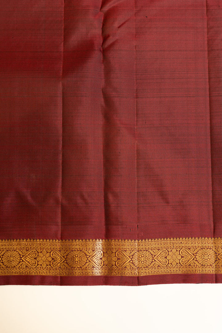 Grey and maroon raindrop motifs traditional pure Kanchipuram Silk saree