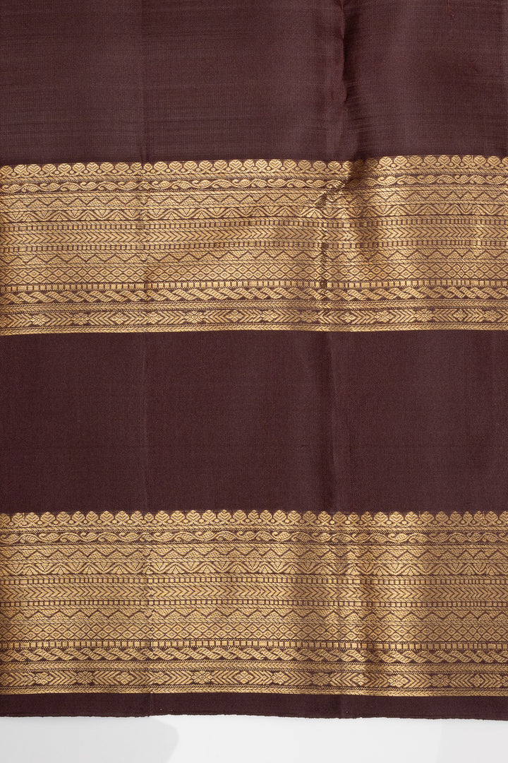 Rust Orange and Brown Zari Checks Rettai Pettu Pure Kanchipuram Silk Saree