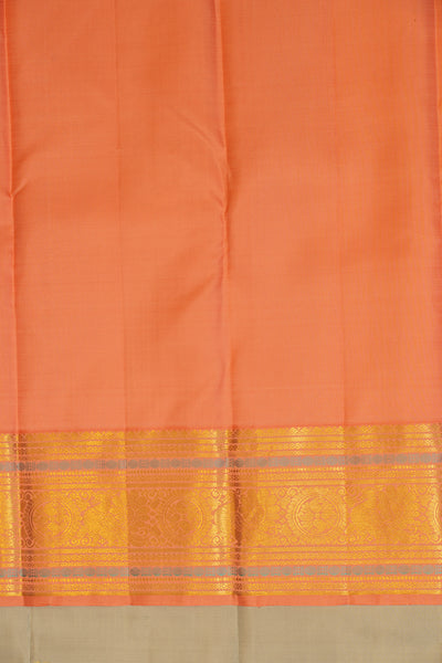 Pewter blue and orange pure Kanchipuram silk saree