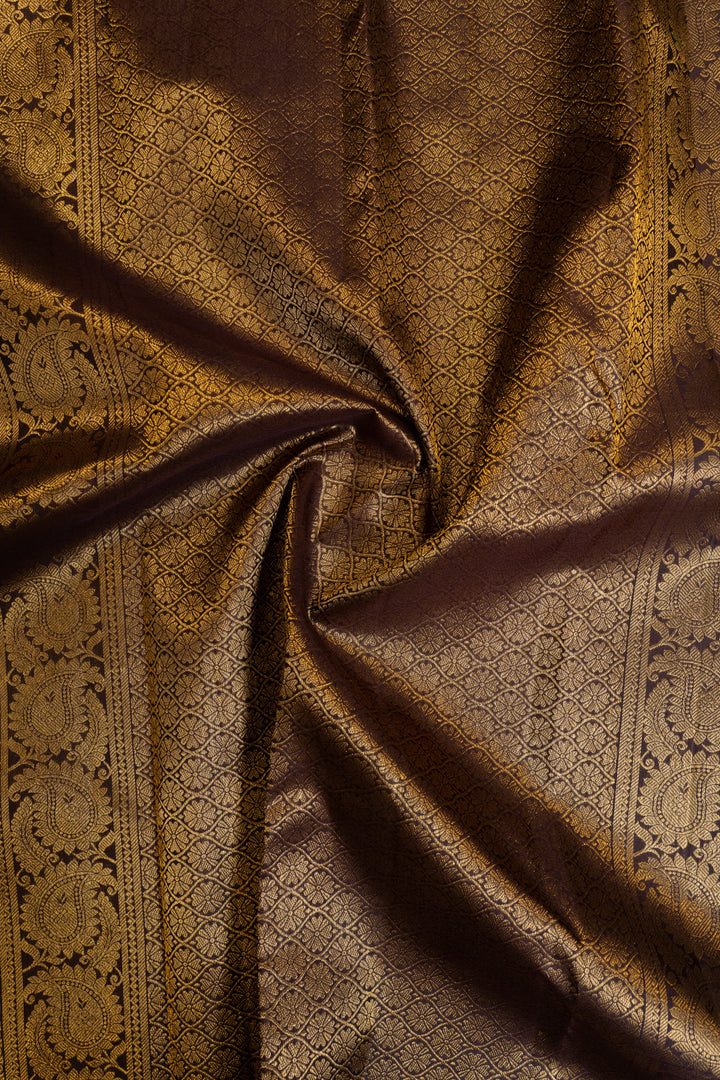 Peacock blue and purple pure Kanchipuram silk saree