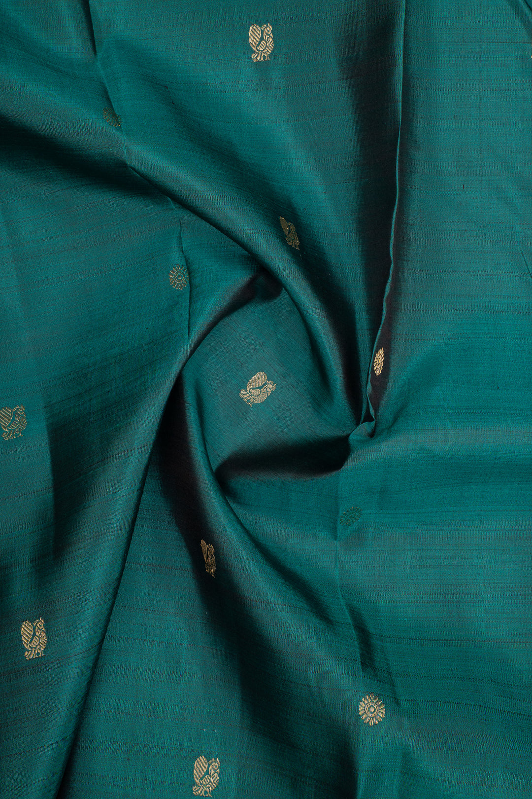Peacock Blue Traditional Pure Kanchipuram Silk Saree