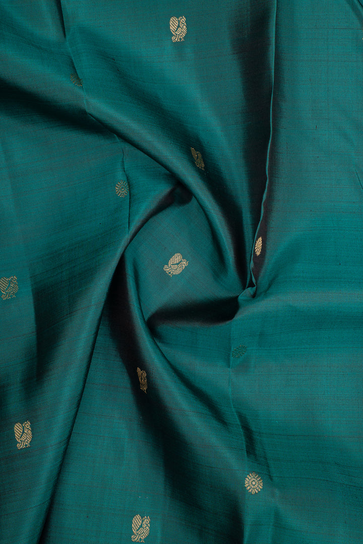 Peacock Blue Traditional Pure Kanchipuram Silk Saree