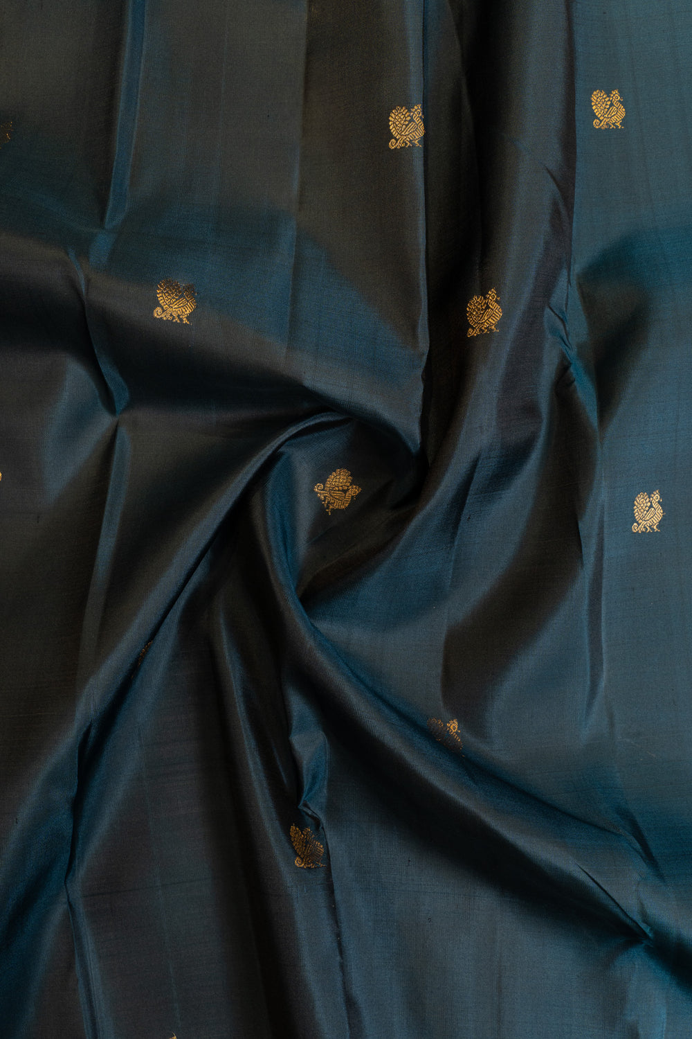 Peacock blue and purple pure Kanchipuram silk saree
