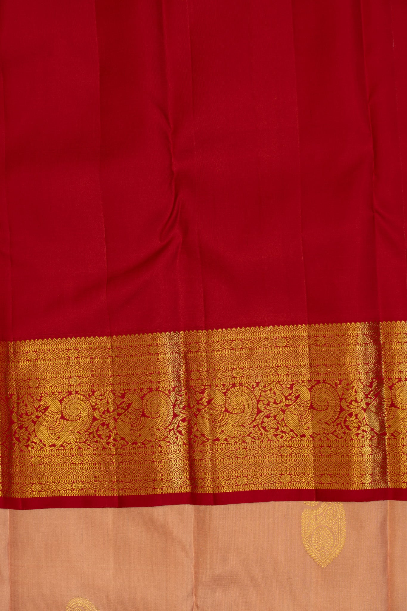 Flamingo pink and red traditional pure Kanchipuram silk saree