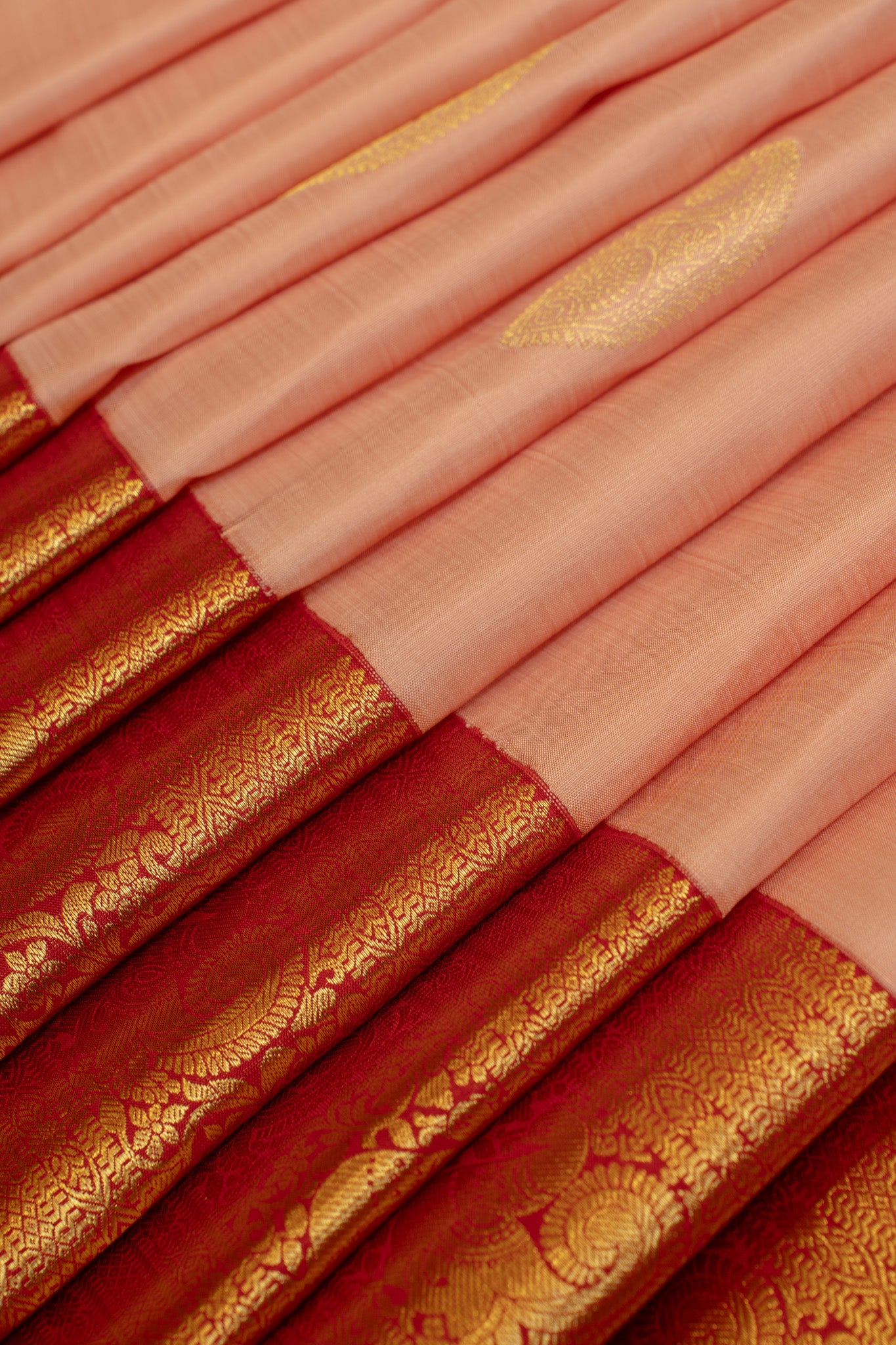 Flamingo pink and red traditional pure Kanchipuram silk saree