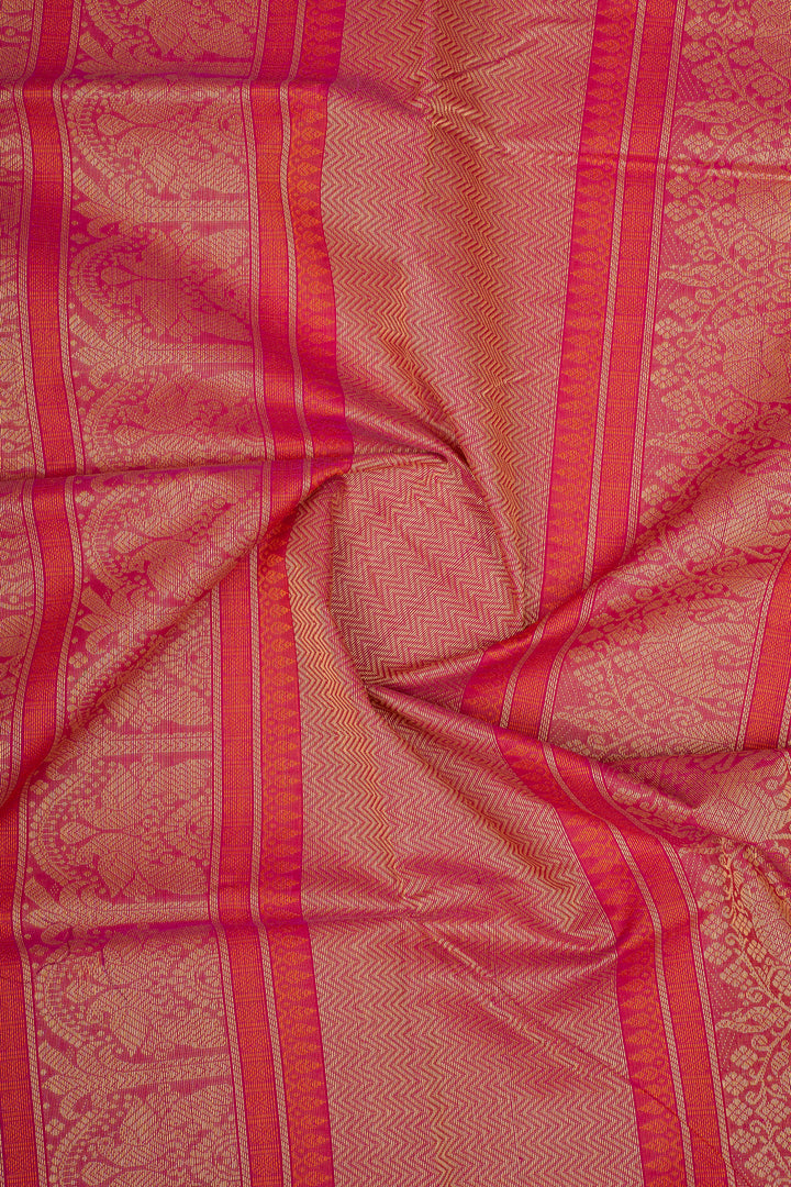 Pink Checks Pure Cotton Saree