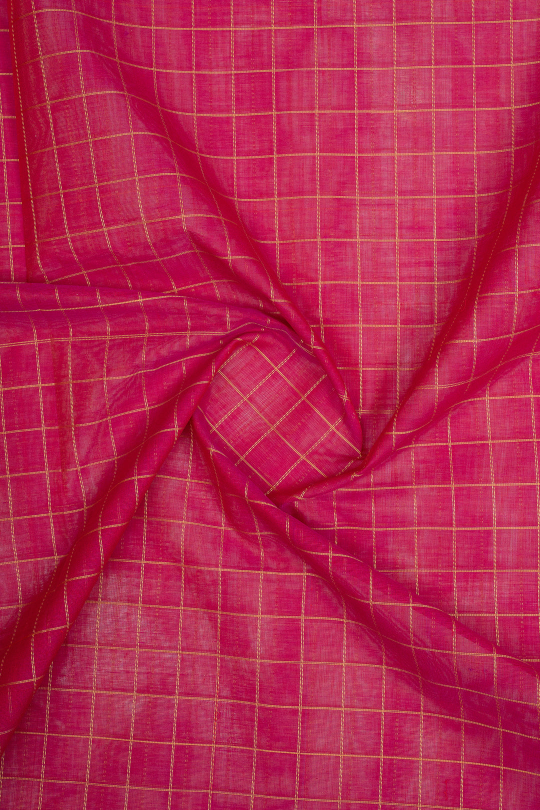Pink Checks Pure Cotton Saree