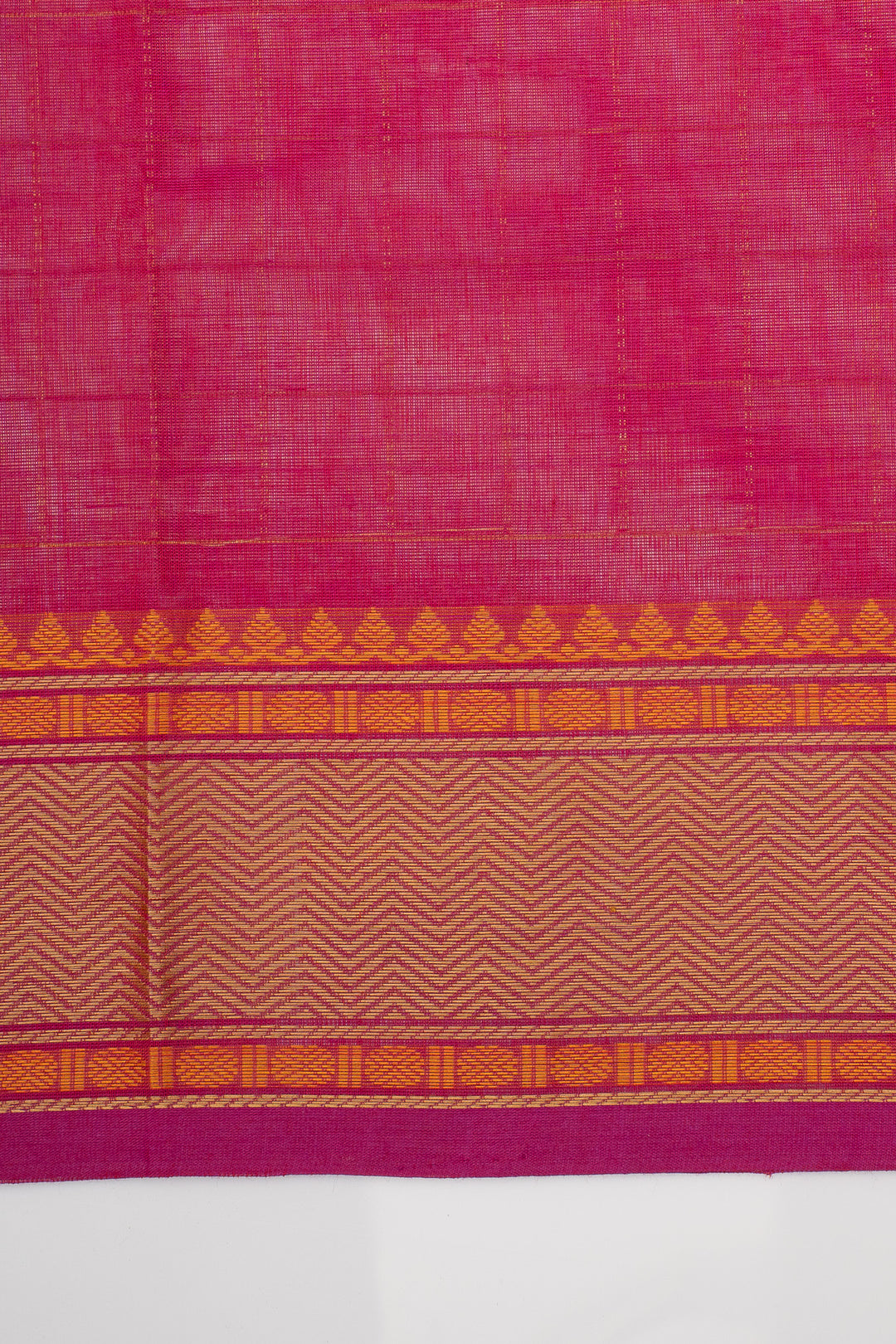 Pink Checks Pure Cotton Saree