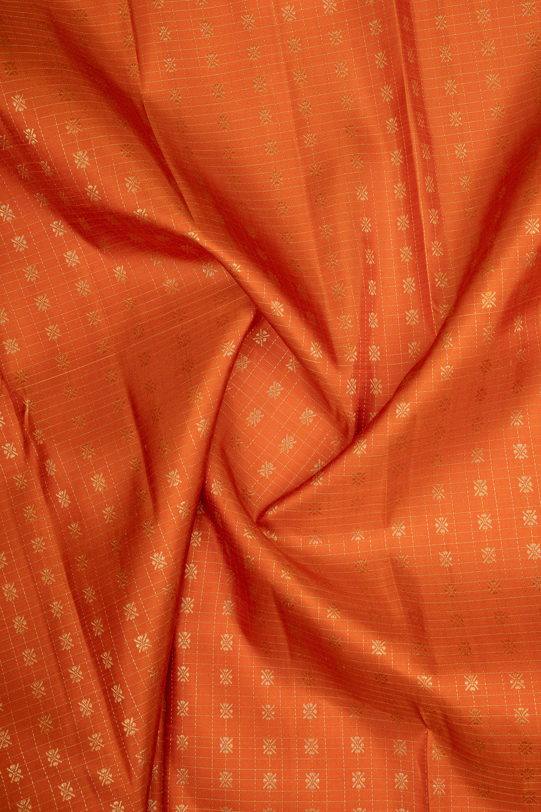 Rust Orange Stripes Pure Kanchipuram Silk Saree