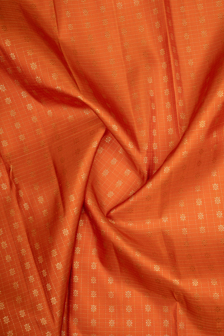 Rust Orange Stripes Pure Kanchipuram Silk Saree