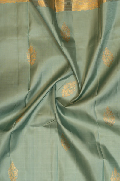 Teal blue pure Kanchipuram silk saree