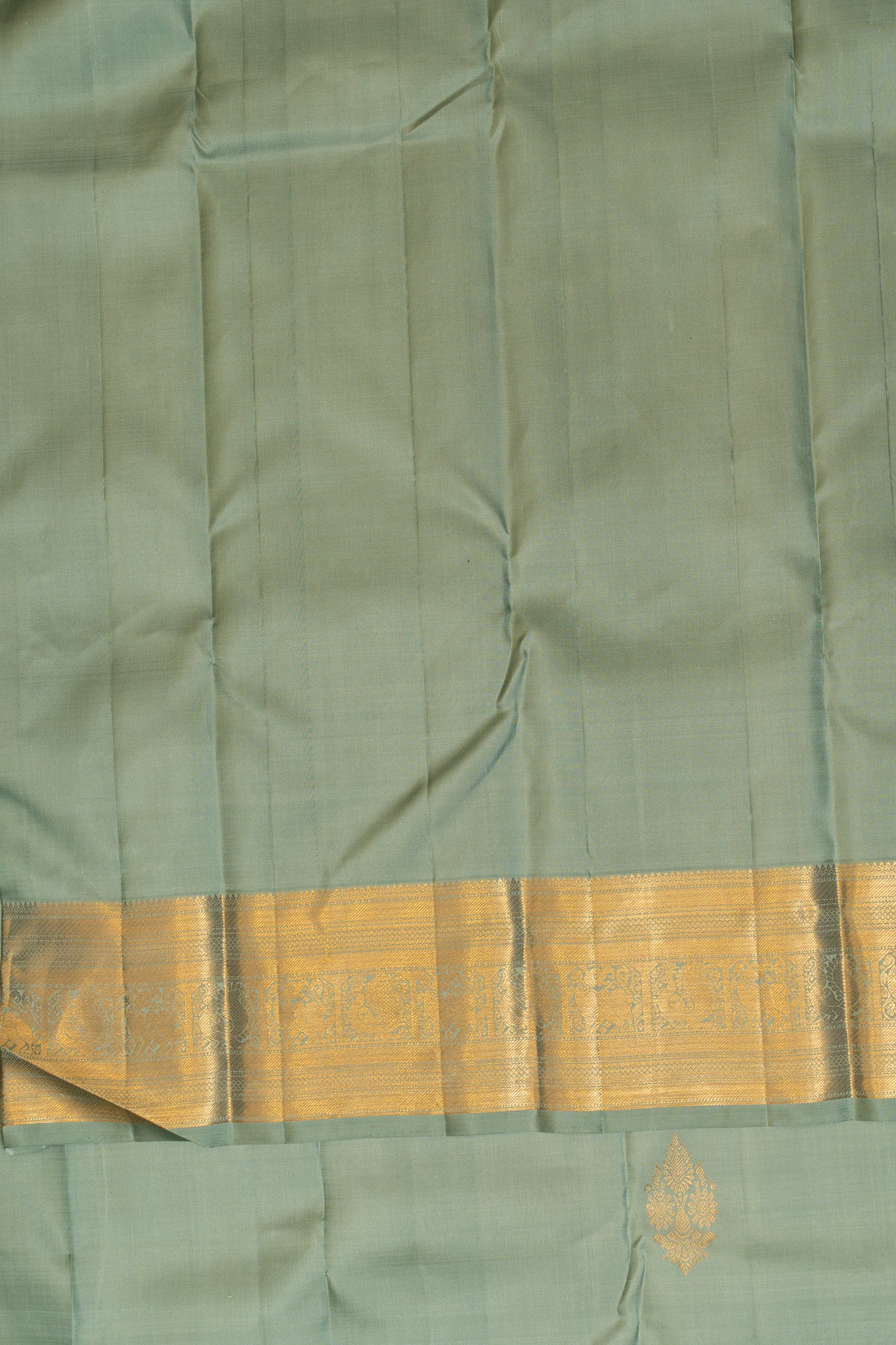 Teal blue pure Kanchipuram silk saree