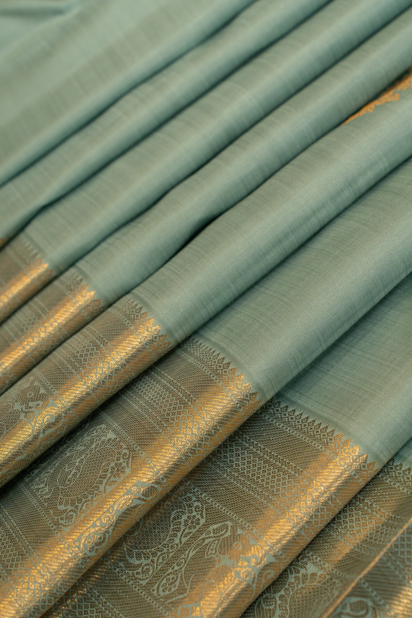 Teal blue pure Kanchipuram silk saree