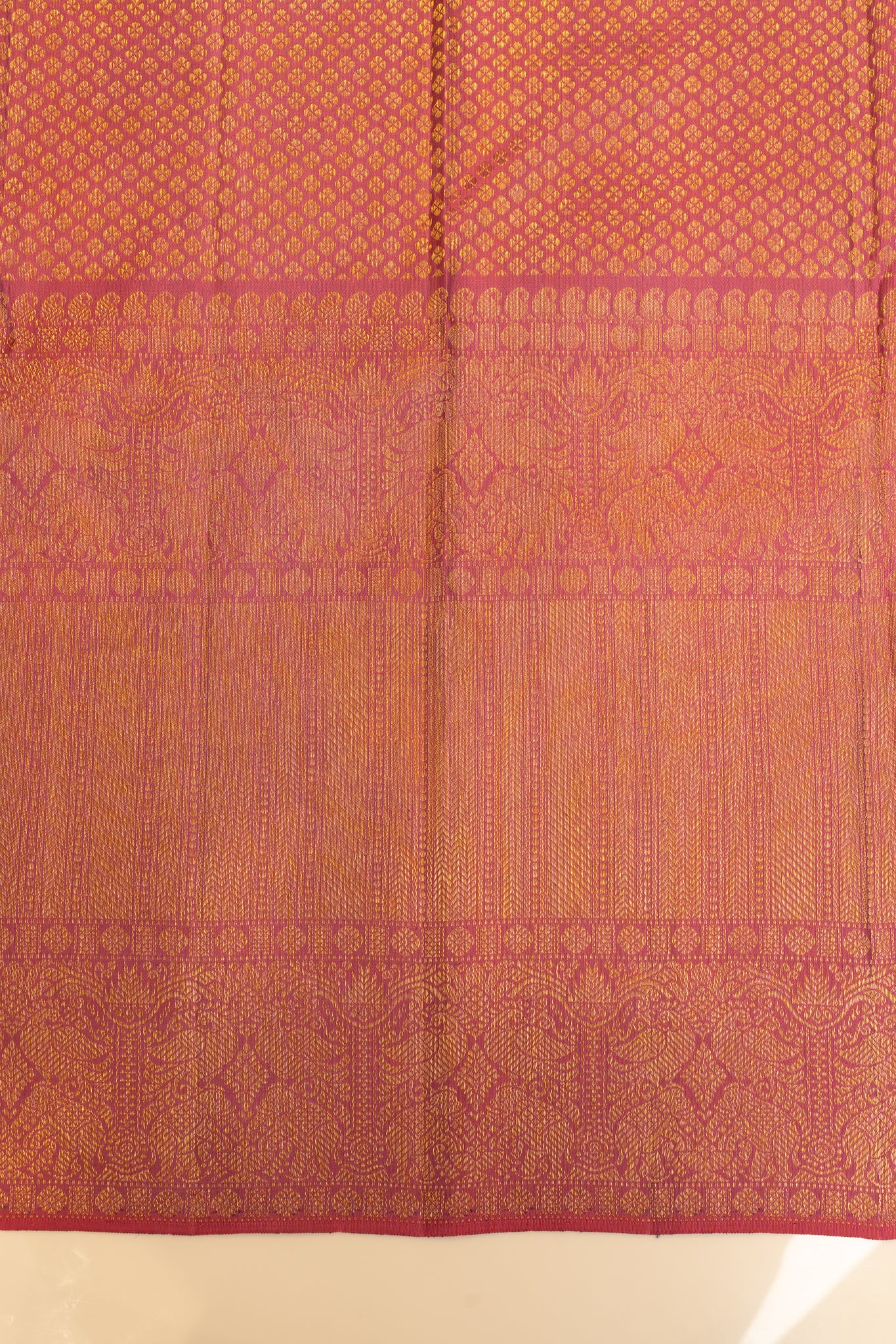 Orchid pink paisley motifs pure Kanchipuram silk saree