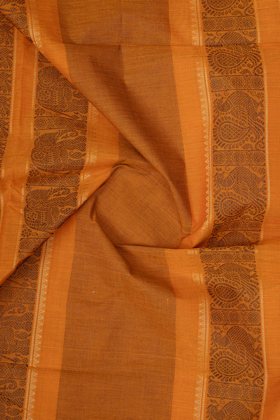 Mustard Checks Pure Cotton Saree