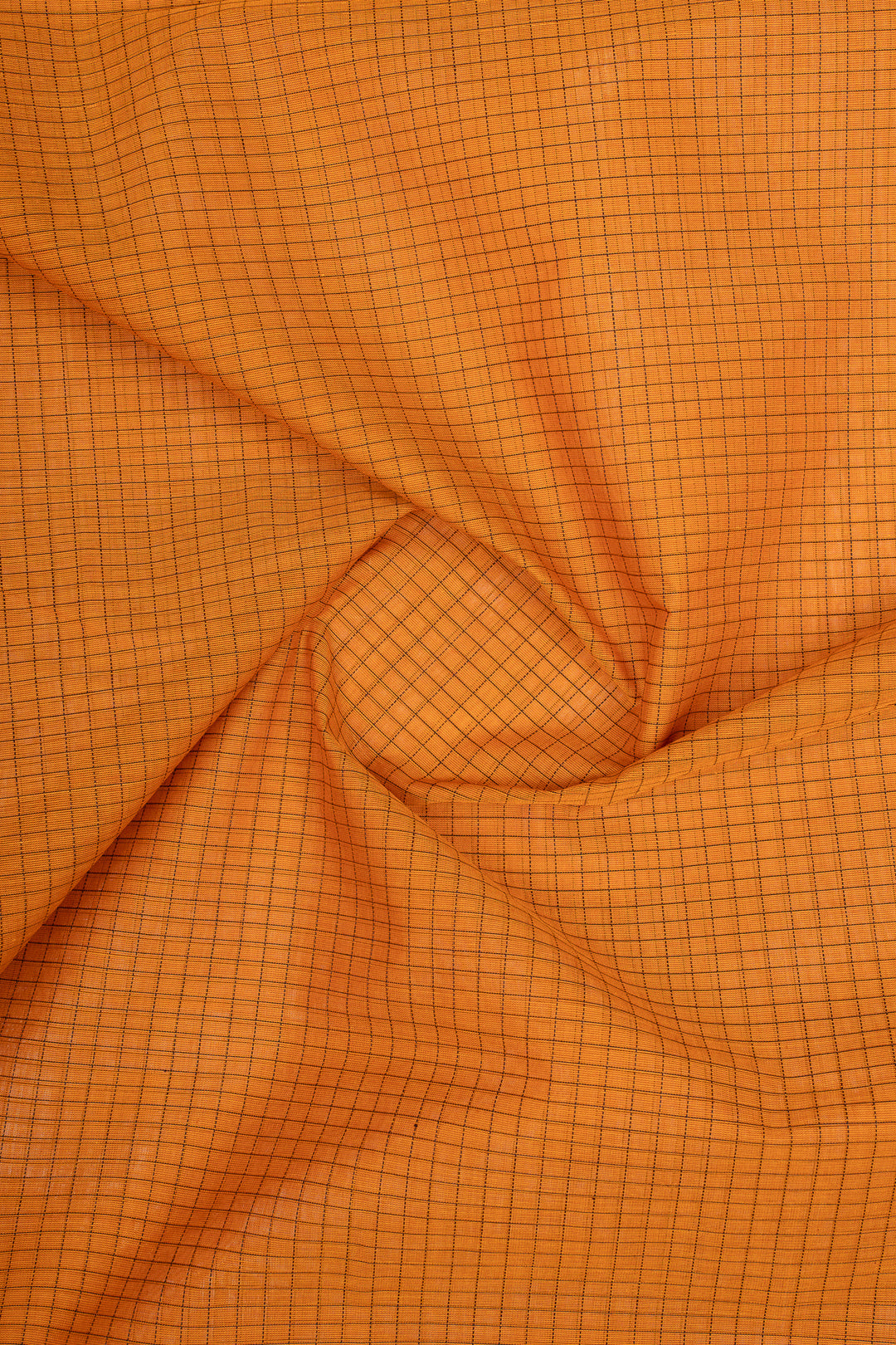 Mustard Checks Pure Cotton Saree