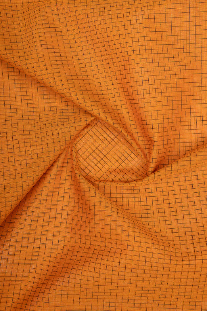 Mustard Checks Pure Cotton Saree