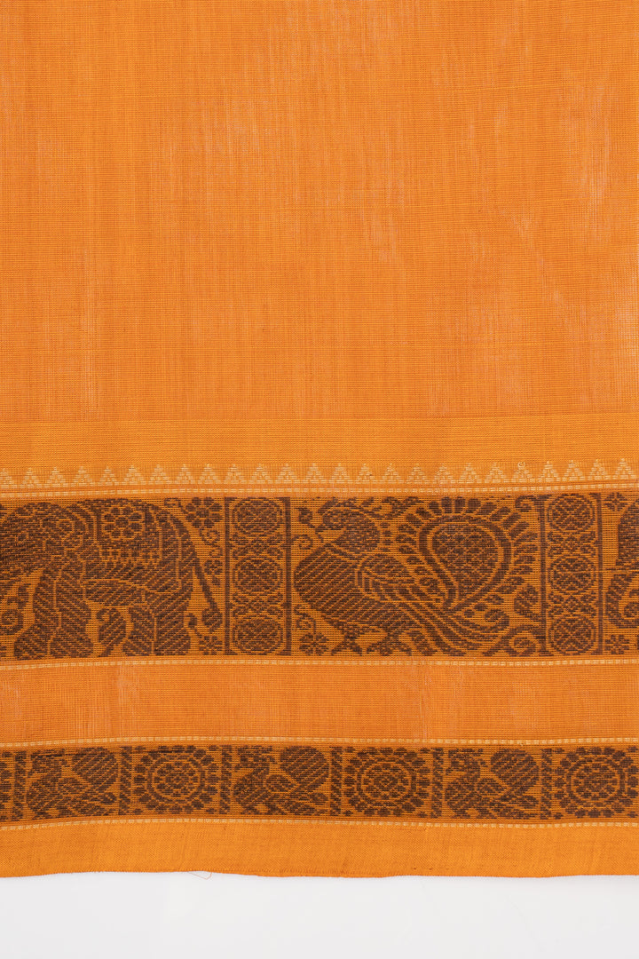 Mustard Checks Pure Cotton Saree