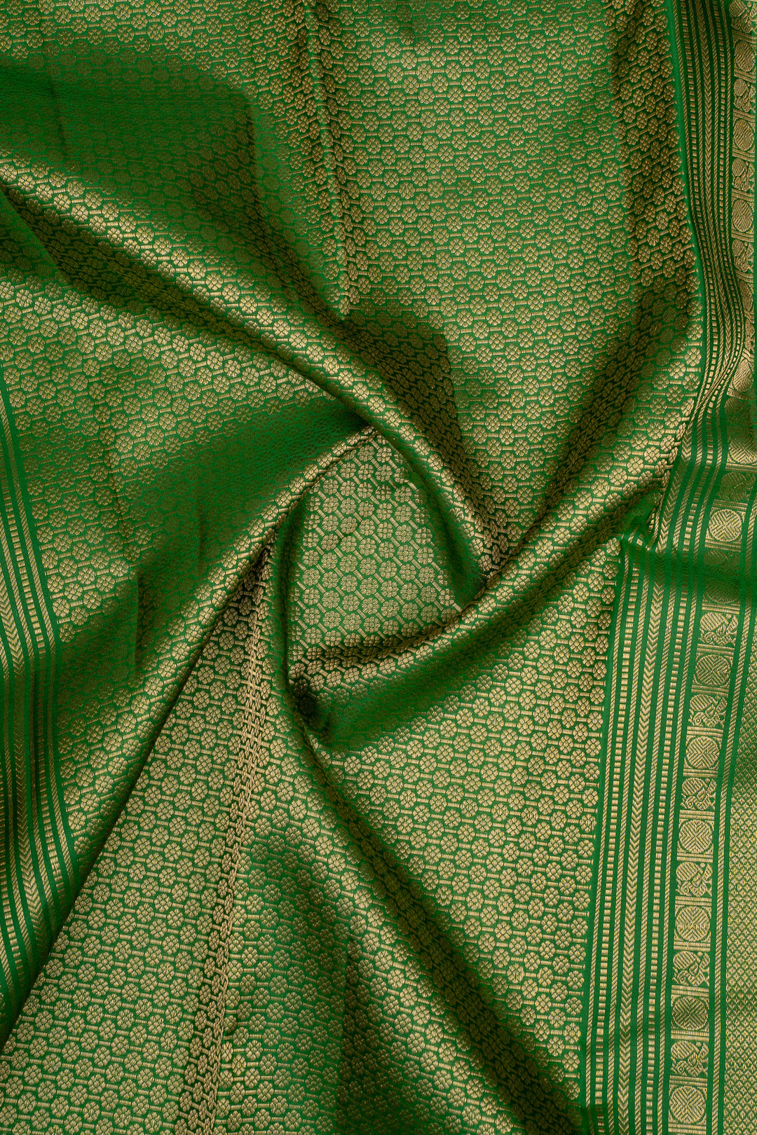 Bottle Green Stripes Pure Kanchipuram Silk Saree