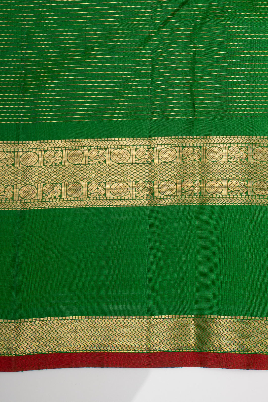 Bottle Green Stripes Pure Kanchipuram Silk Saree