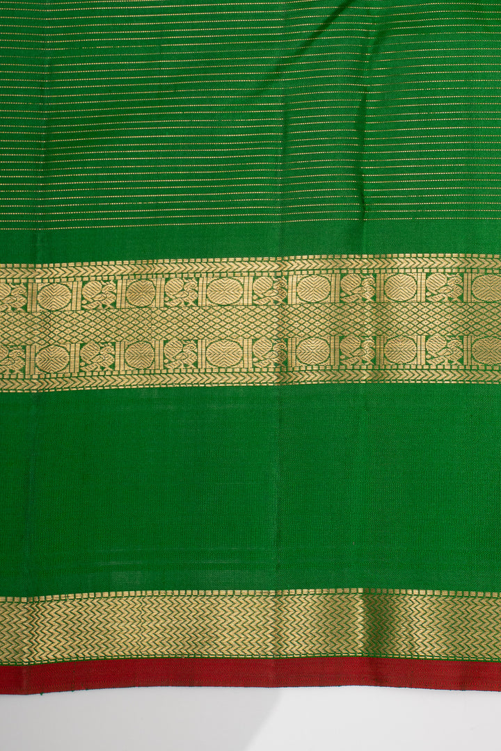 Bottle Green Stripes Pure Kanchipuram Silk Saree