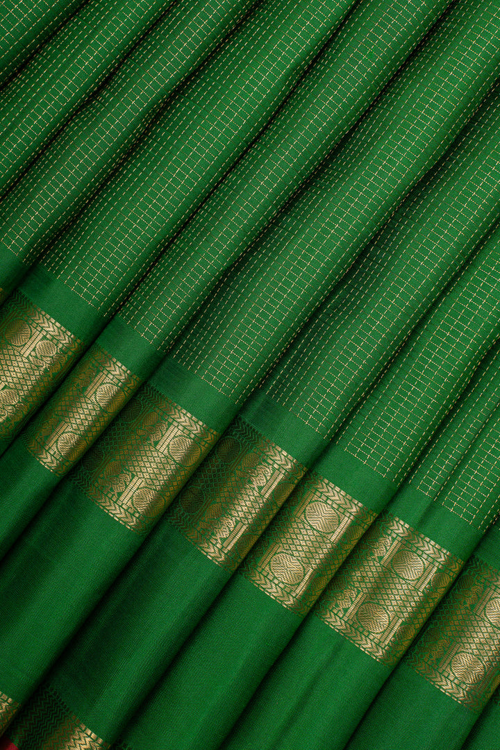 Bottle Green Stripes Pure Kanchipuram Silk Saree