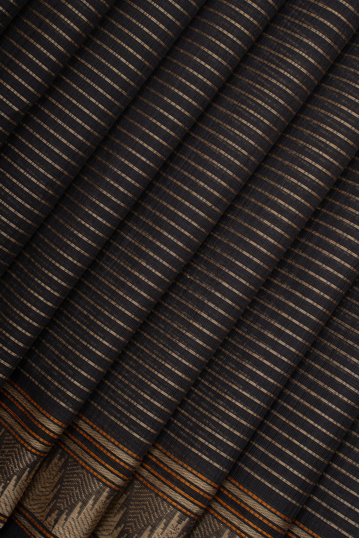 Black Stripes Pure Cotton Saree