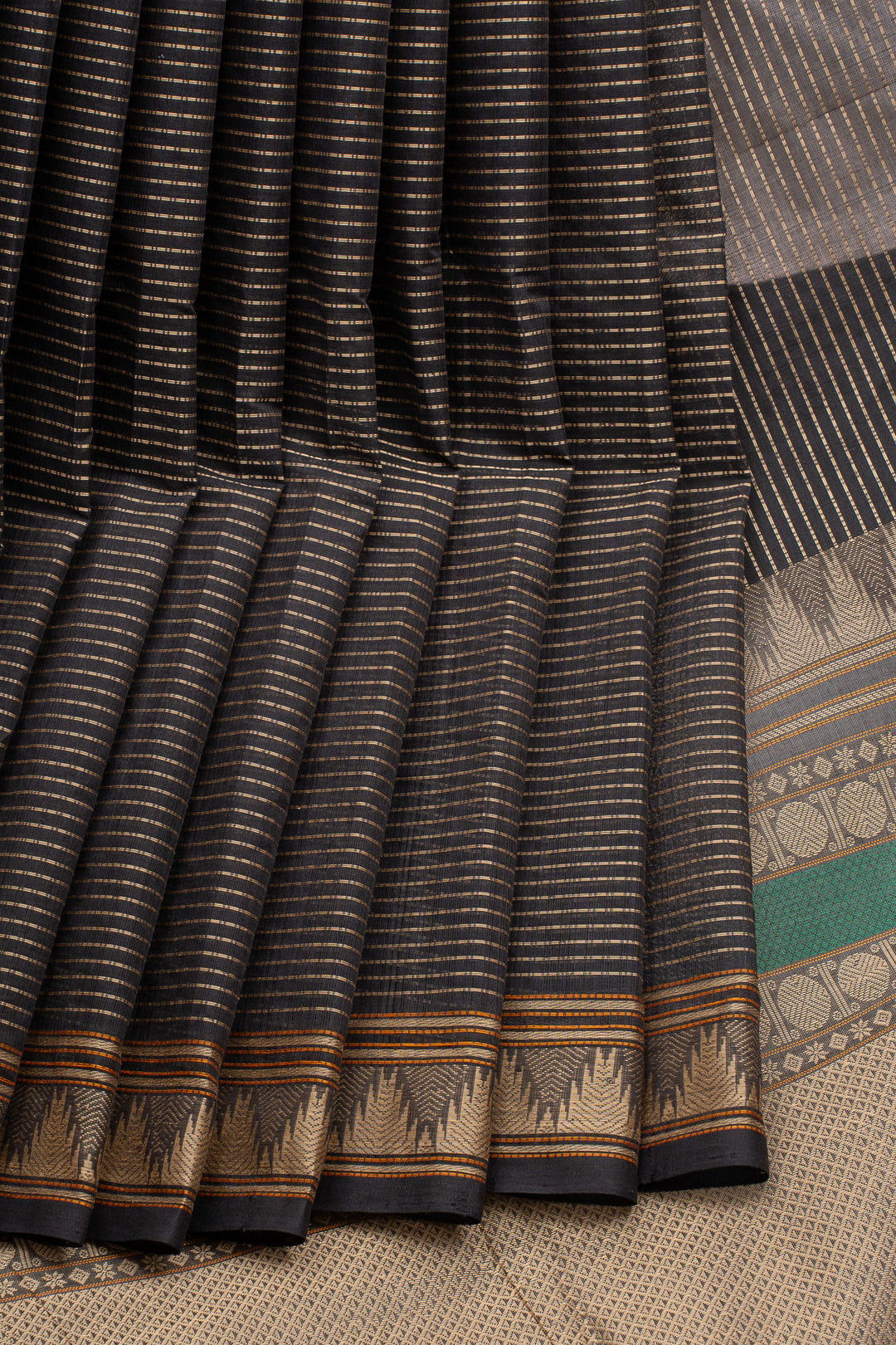 Black Stripes Pure Cotton Saree