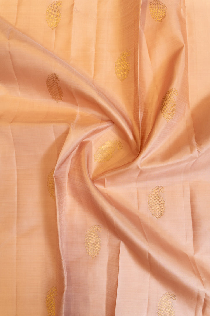 Pastel pink traditional pure Kanchipuram silk saree