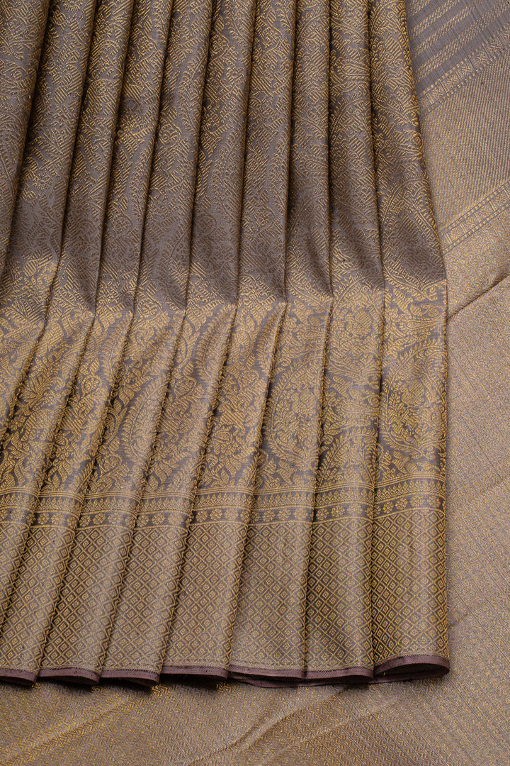 Lilac Beige Shot Colour Pure Kanchipuram Silk Saree