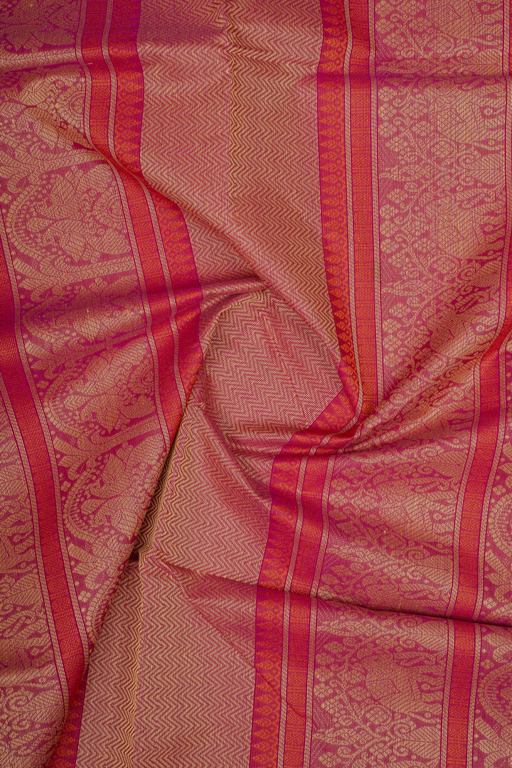 Pink Checks Pure Cotton Saree