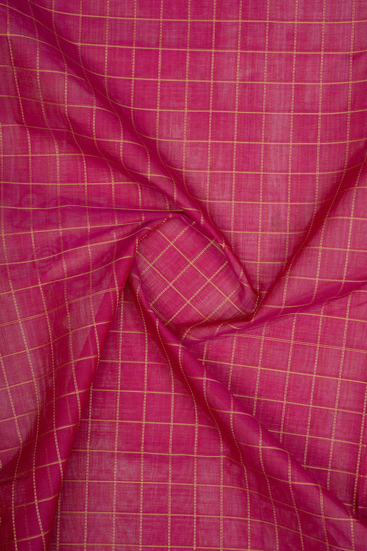 Pink Checks Pure Cotton Saree