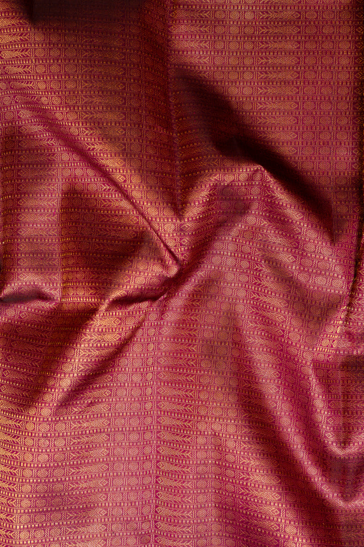 Maroon Shot Colour Zari Brocade Pure Kanchipuram Silk Saree - Clio Silks