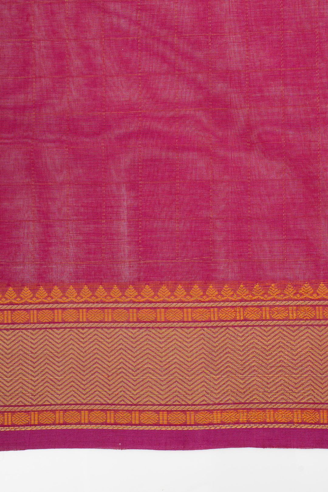 Pink Checks Pure Cotton Saree