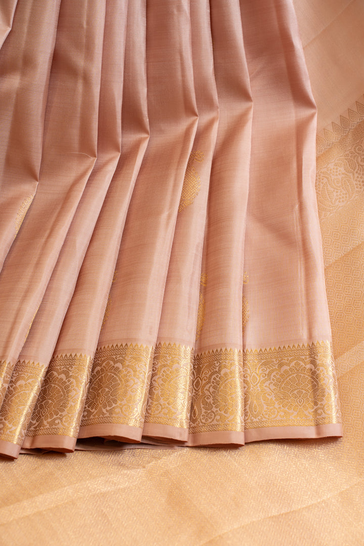 Pastel pink traditional pure Kanchipuram silk saree