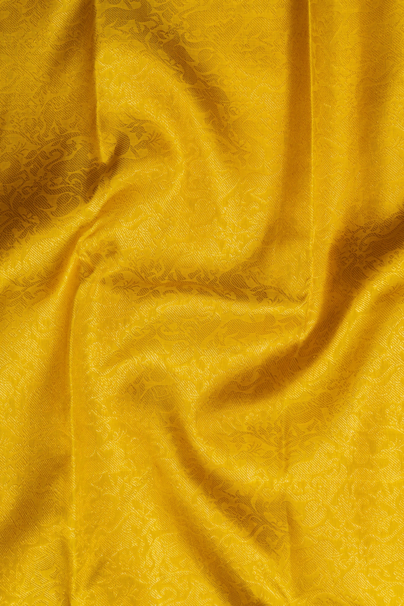 Golden Yellow Vanasingaram Brocade Kanchipuram Silk Saree - Clio Silks