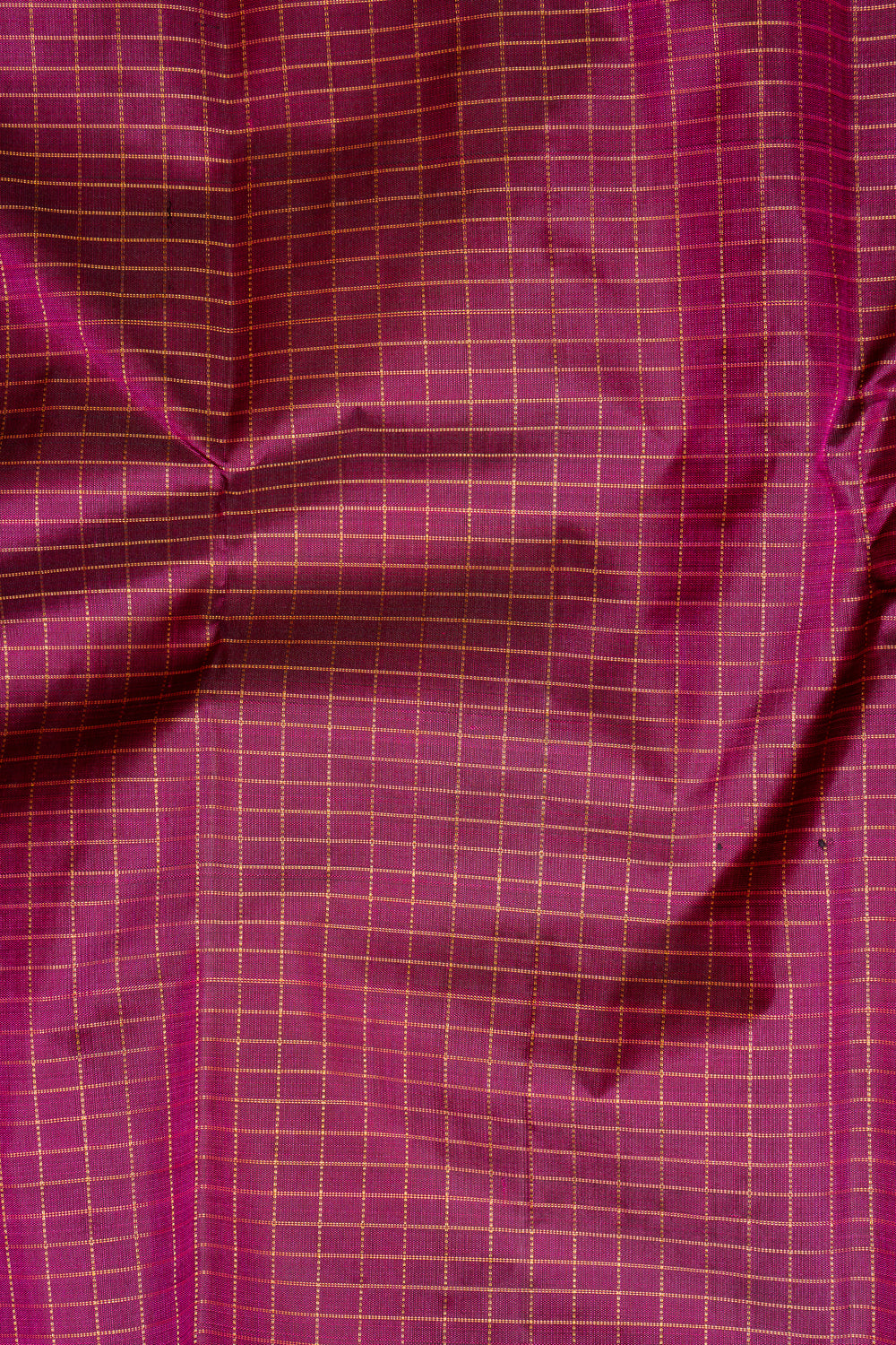 Jamun Purple Zari Checks Pure Kanchipuram Silk Saree - Clio Silks