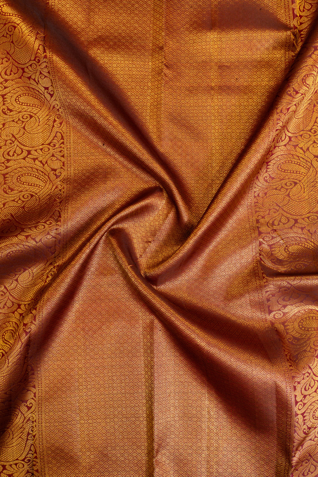 Maroon paisley pure Kanchipuram silk saree