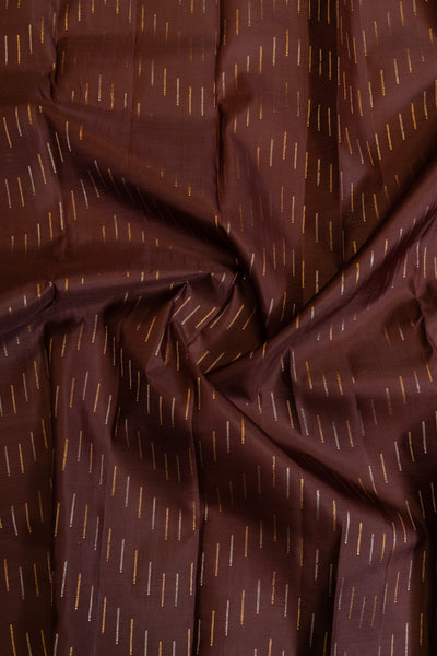 Brown raindrop zari motifs pure Kanchipuram Silk saree