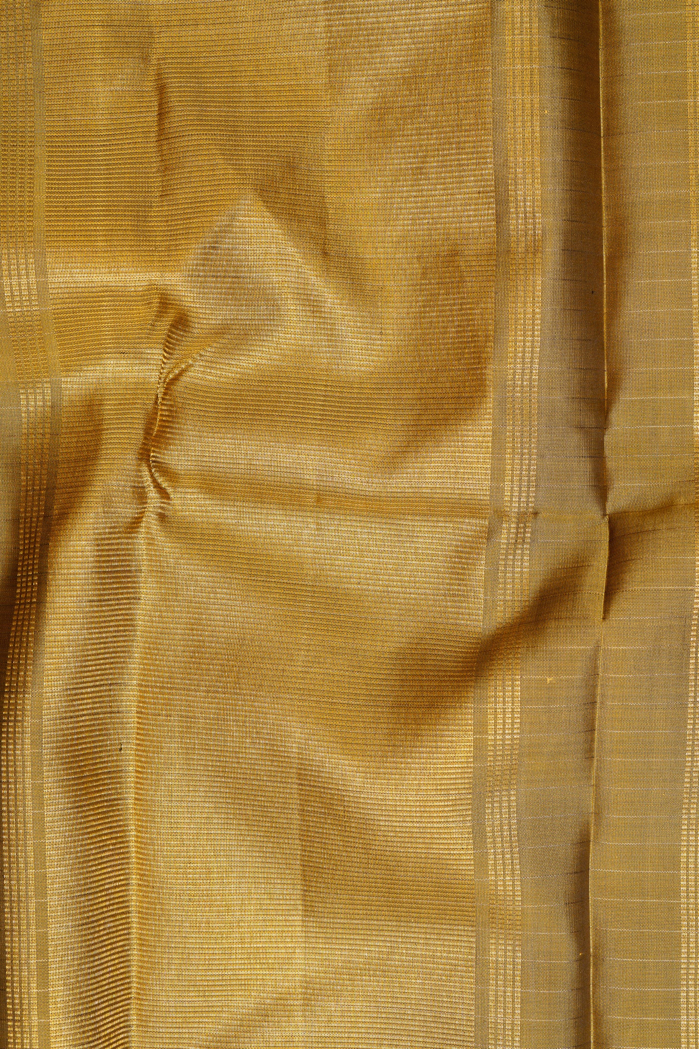 Grey and Mustard Checks Pure Kanchipuram Silk Saree - Clio Silks