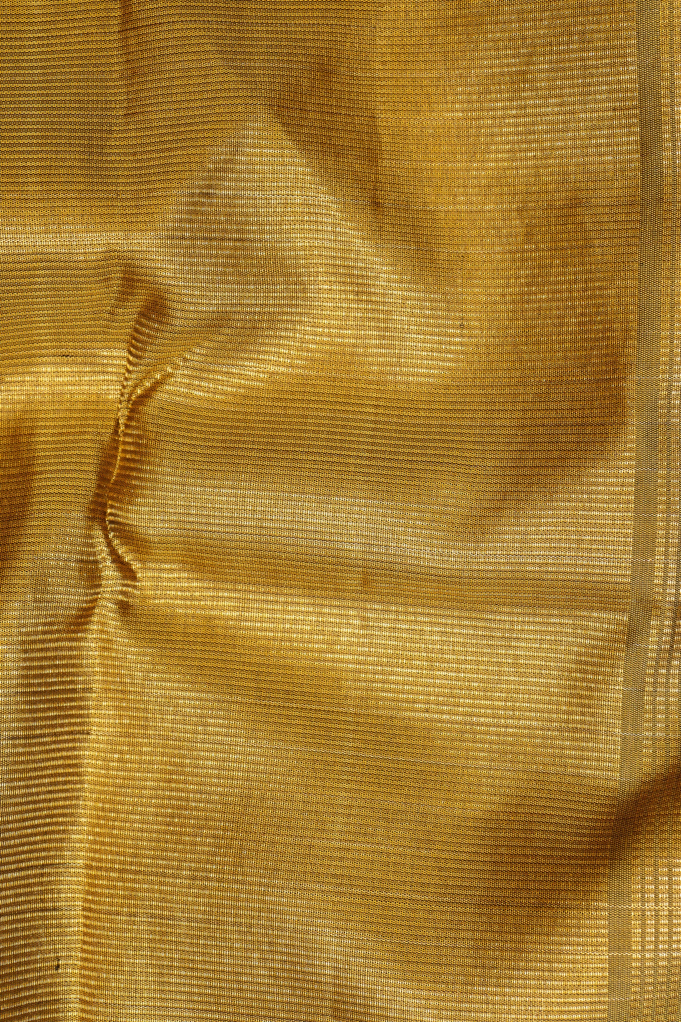 Grey and Mustard Checks Pure Kanchipuram Silk Saree - Clio Silks