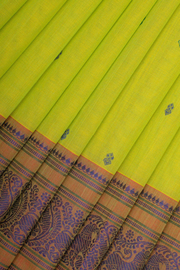 Mehandi Green Traditional Pure Cotton Saree