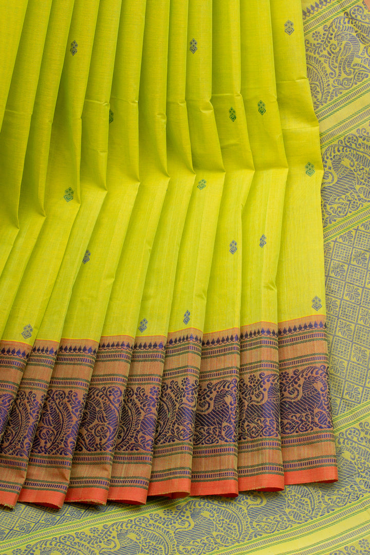 Mehandi Green Traditional Pure Cotton Saree