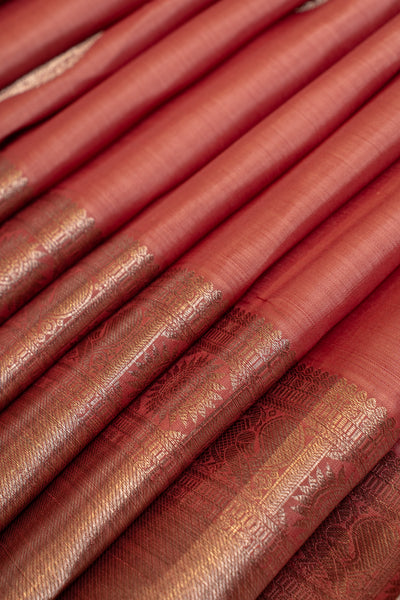 Rouge pink pastel pure Kanchipuram silk saree