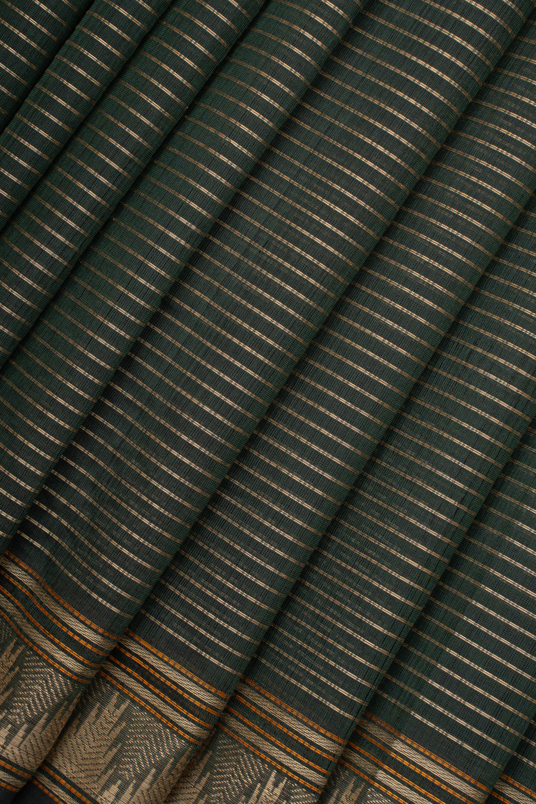Mehandi Green Stripes Pure Cotton Saree