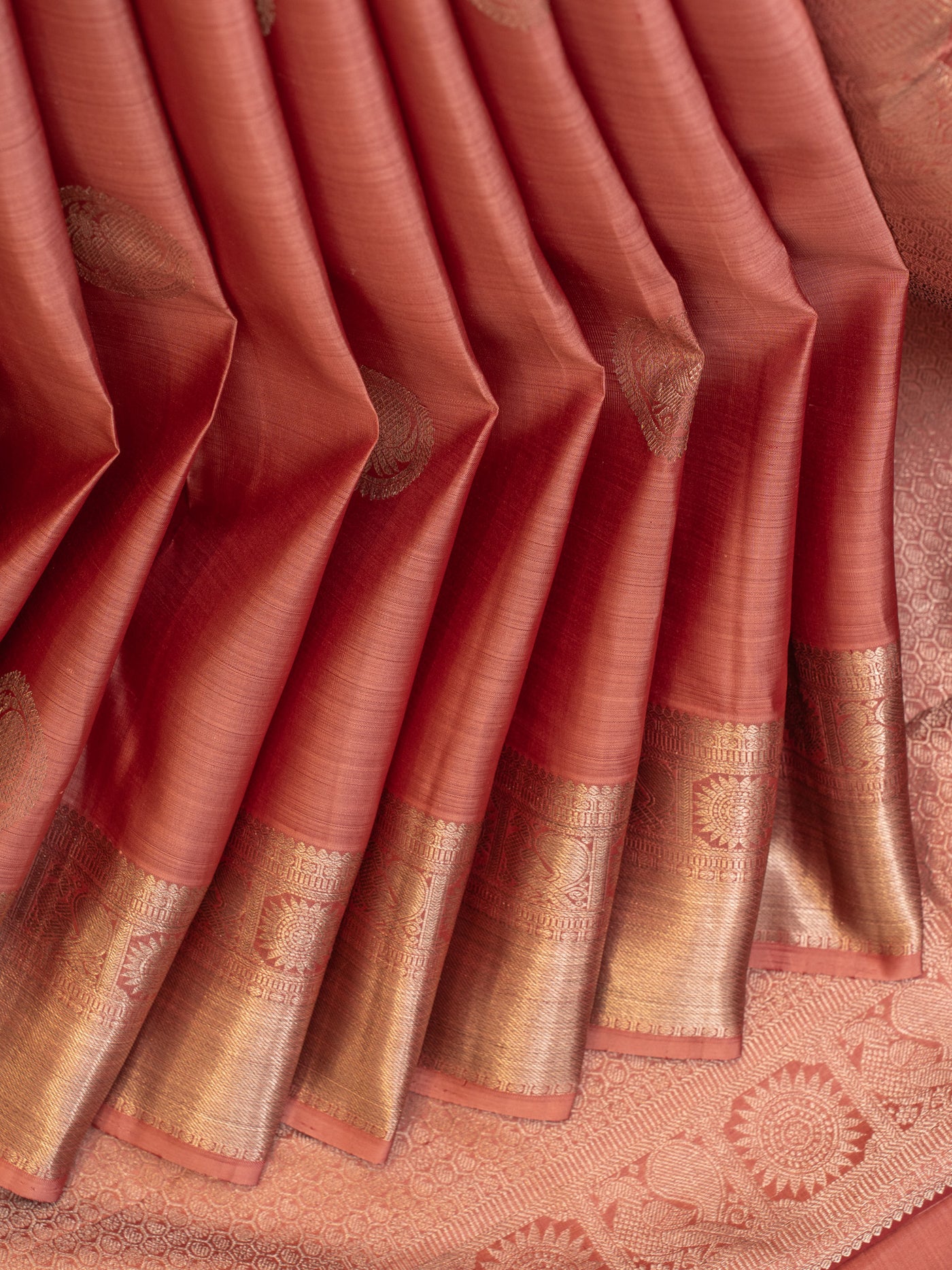 Rouge pink pastel pure Kanchipuram silk saree